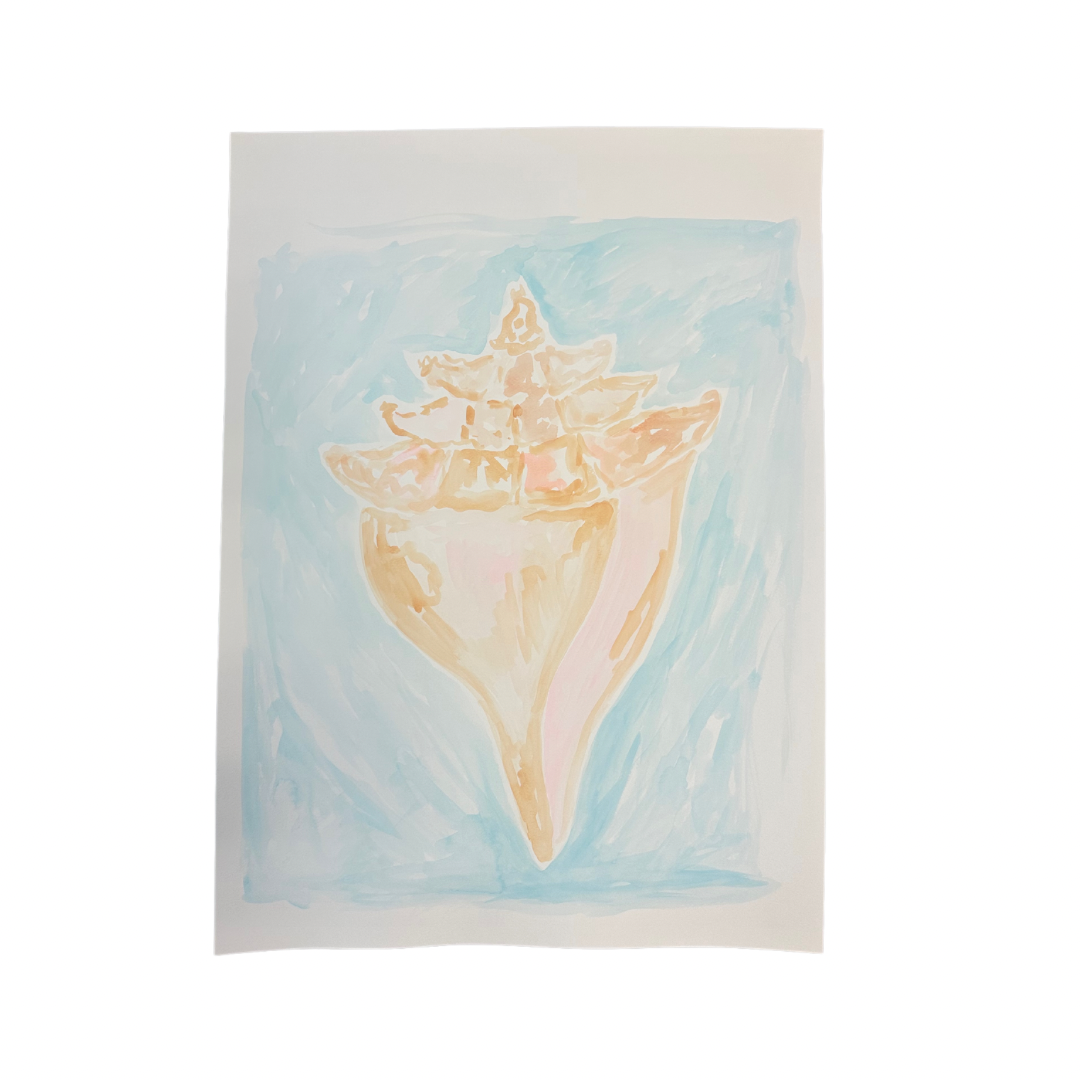 Watercolor Whelk (blue background)